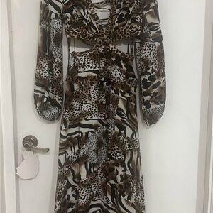 Leopard Print Long Sleeve Dress